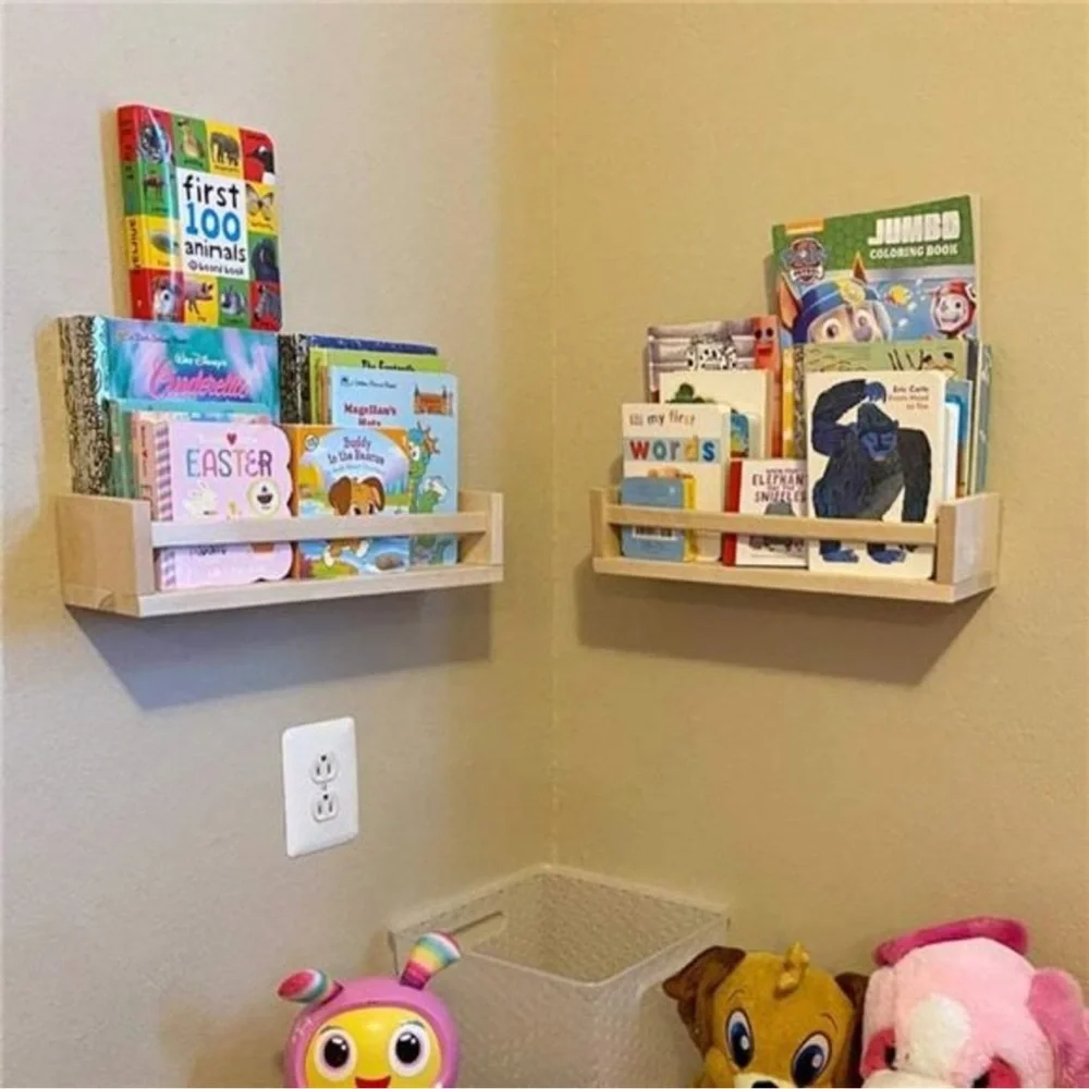 Floating Shelves for Wall, Burlywood Nursery Book Shelves, 15.7 inch Kids